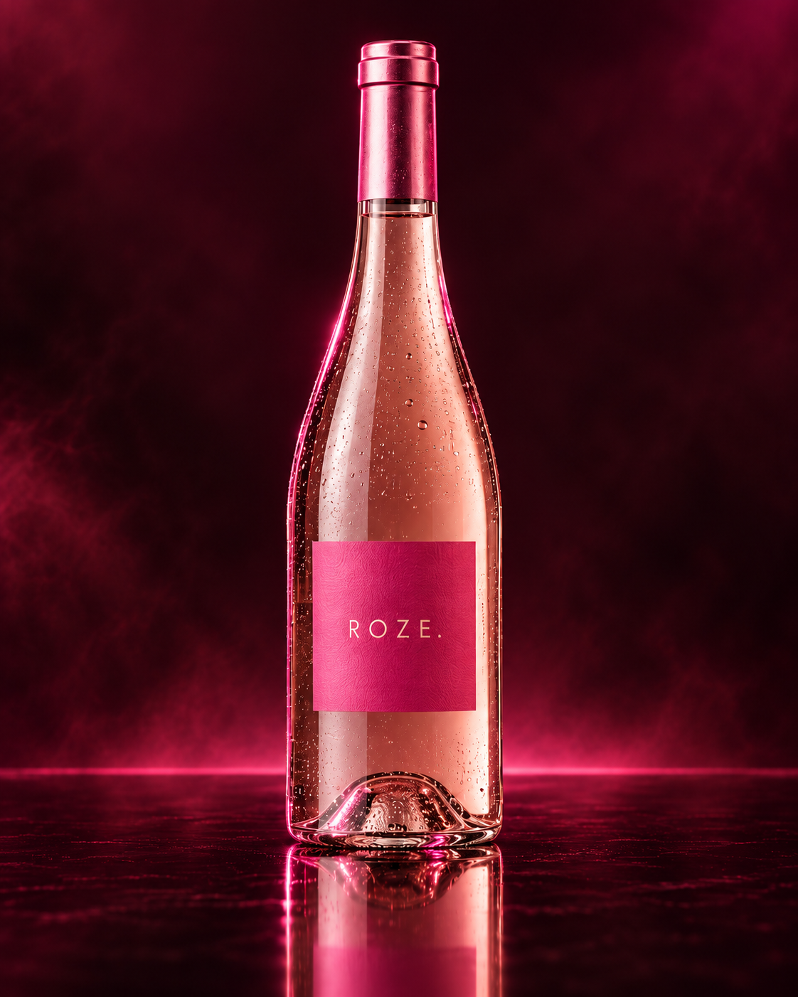 ROZE. Signature in een slanke transparante fles met roze etiket